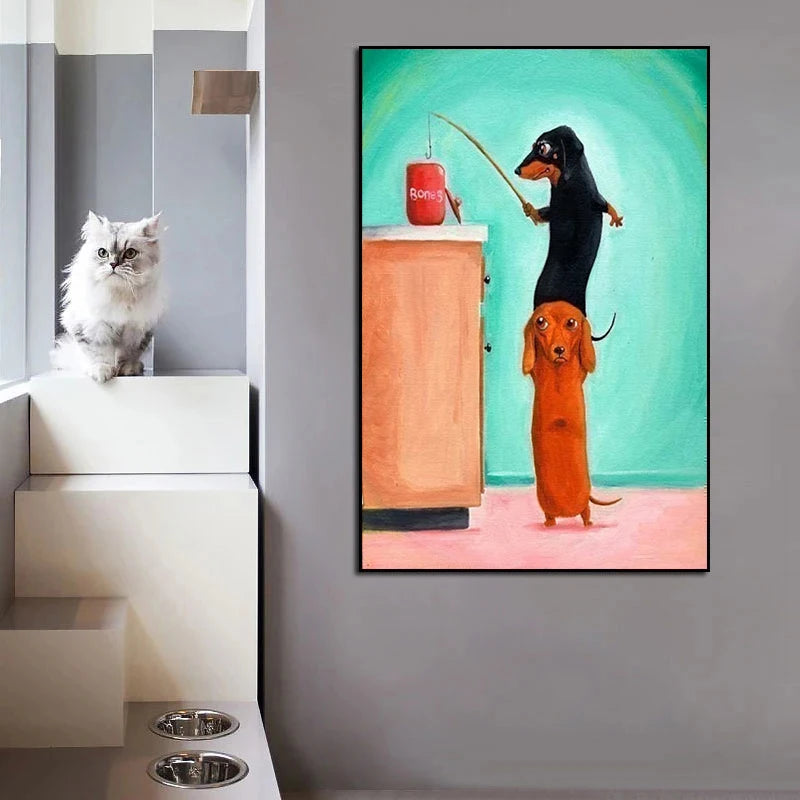 Funny Cartoon Dachshund Poster