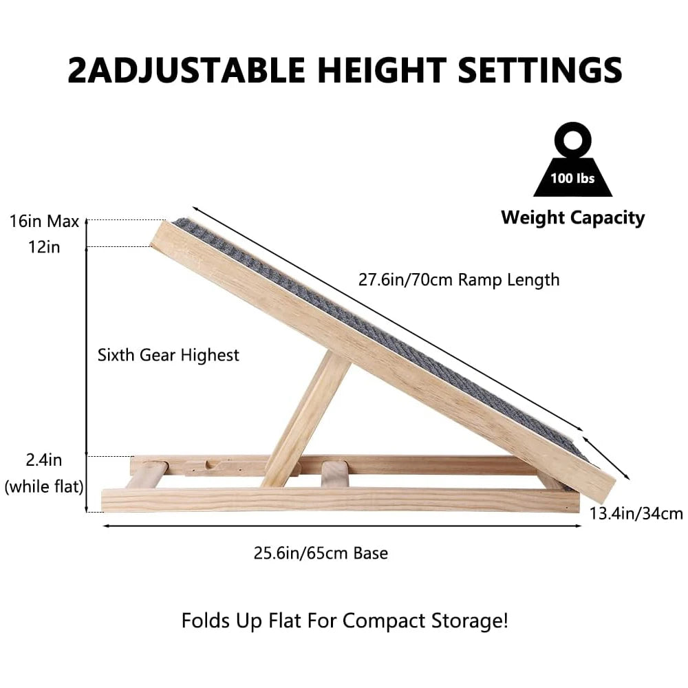 Dog Ramp Wooden Portable Adjustable
