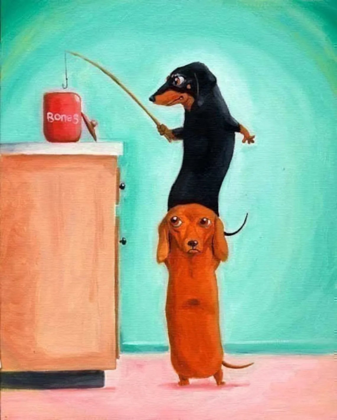 Funny Cartoon Dachshund Poster